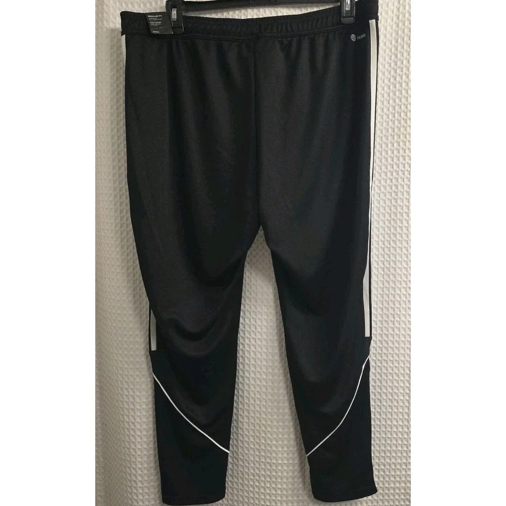 NEW Adidas Men Sweatpants 2X‎ Black Polyester Drawstring Skinny Zipper Leg Ankle